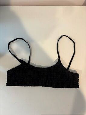 Zaful Black Smocked Bralette with Thin Straps